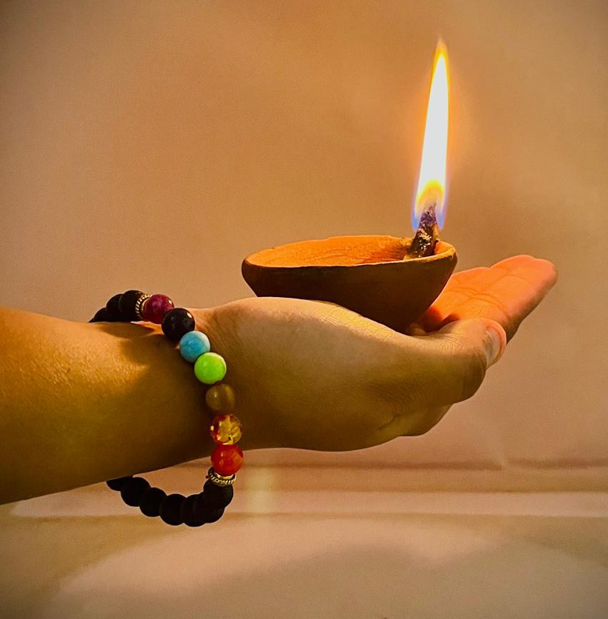 Certified 7 Chakra Healing Beaded Bracelet with Black Onyx